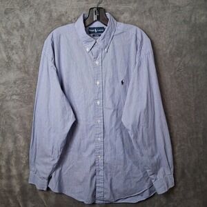 Ralph Lauren Blake Button Down Long Sleeve Shirt Mens Large Blue Check Pattern